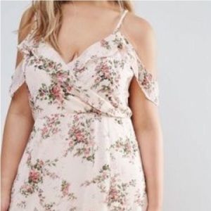 Boohoo Floral cold-shoulder maxi dress